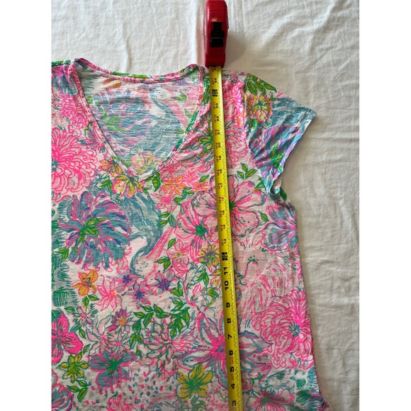 Lilly Pulitzer Womens Pink and Green Floral Short Sleeve Tee - Picture 3 of 8